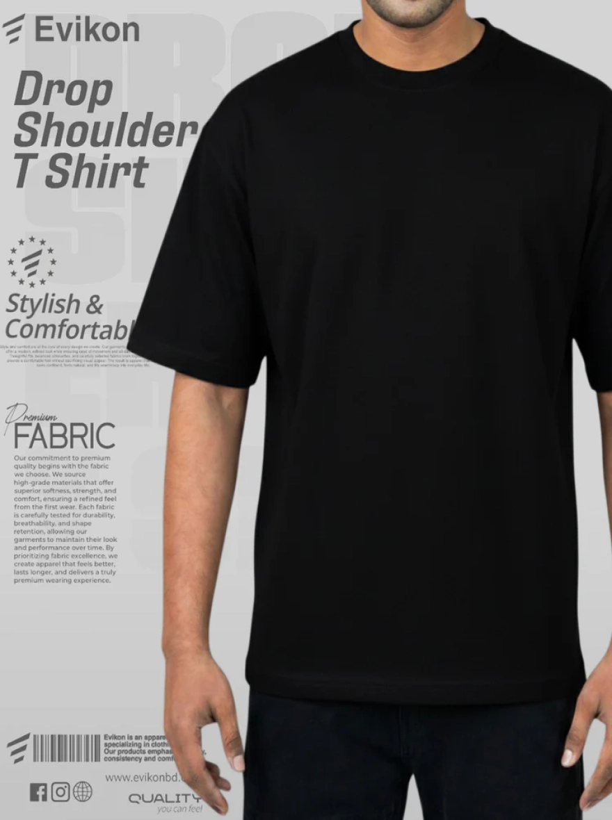 Premium Drop Shoulder T-Shirt - Black