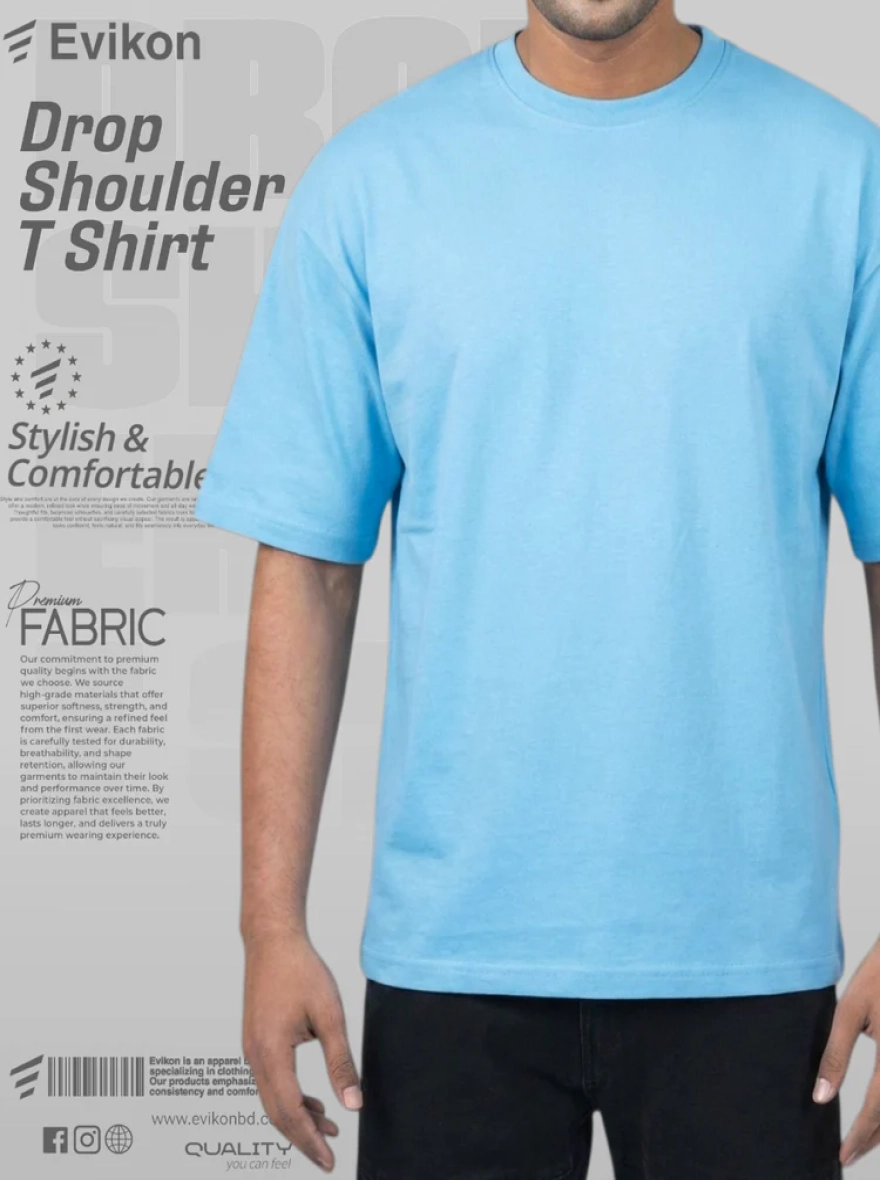 Premium Drop Shoulder T-Shirt - Sky Blue