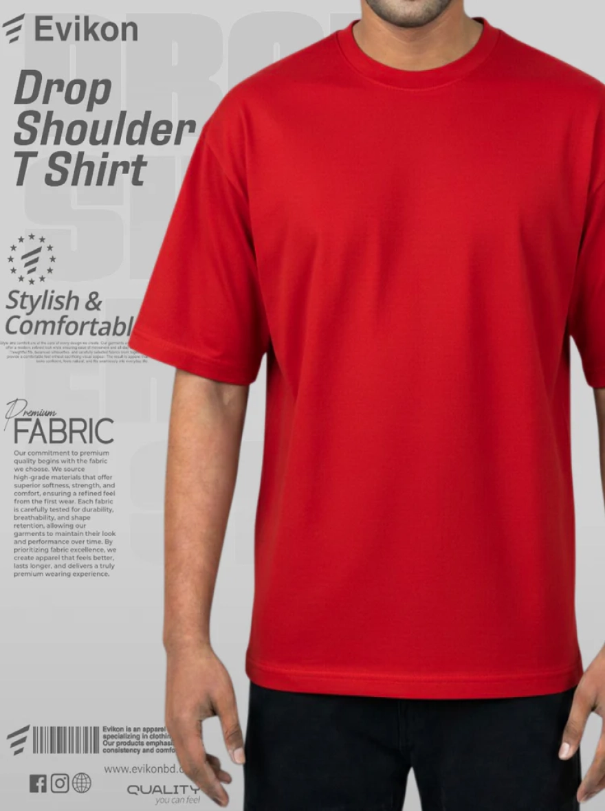 Premium Drop Shoulder T-Shirt - Maroon