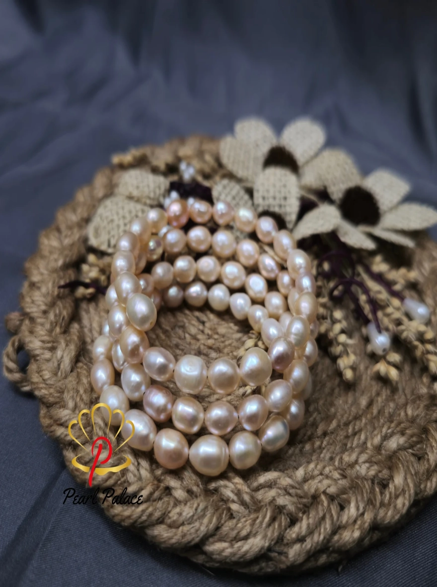 Freshwater pearl spiral bracelet 4 layer