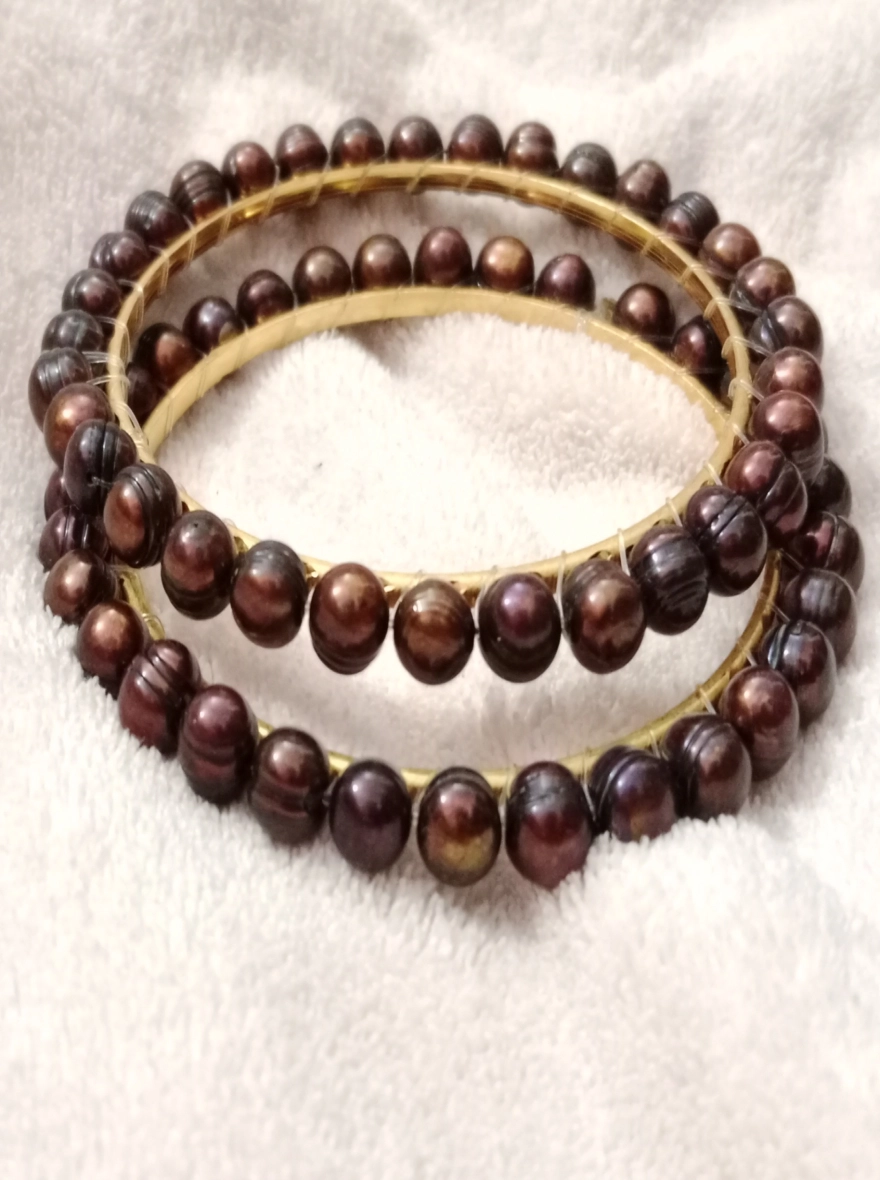 Coffee Colour Fresh Water  Pearl Bangle