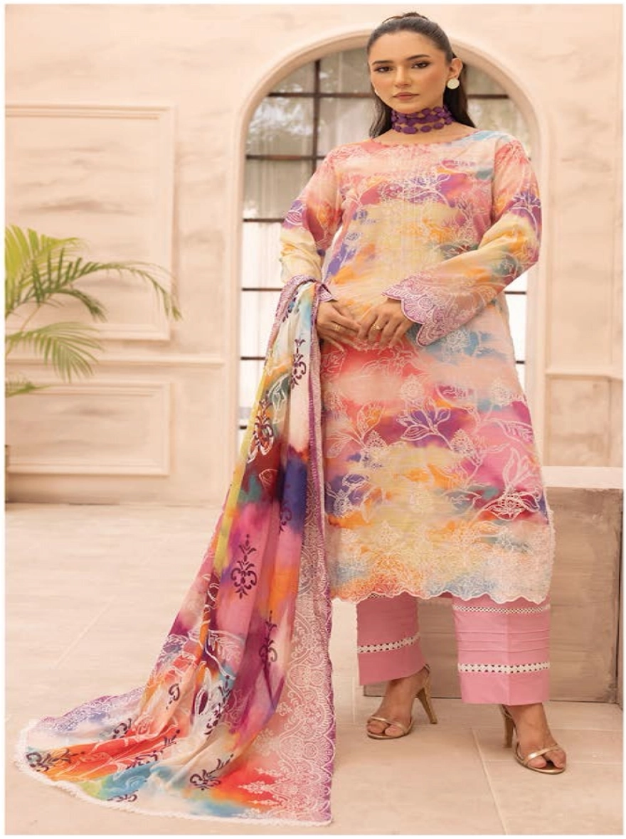 Floral Symphony Embroidered 3-Piece Lawn Suit