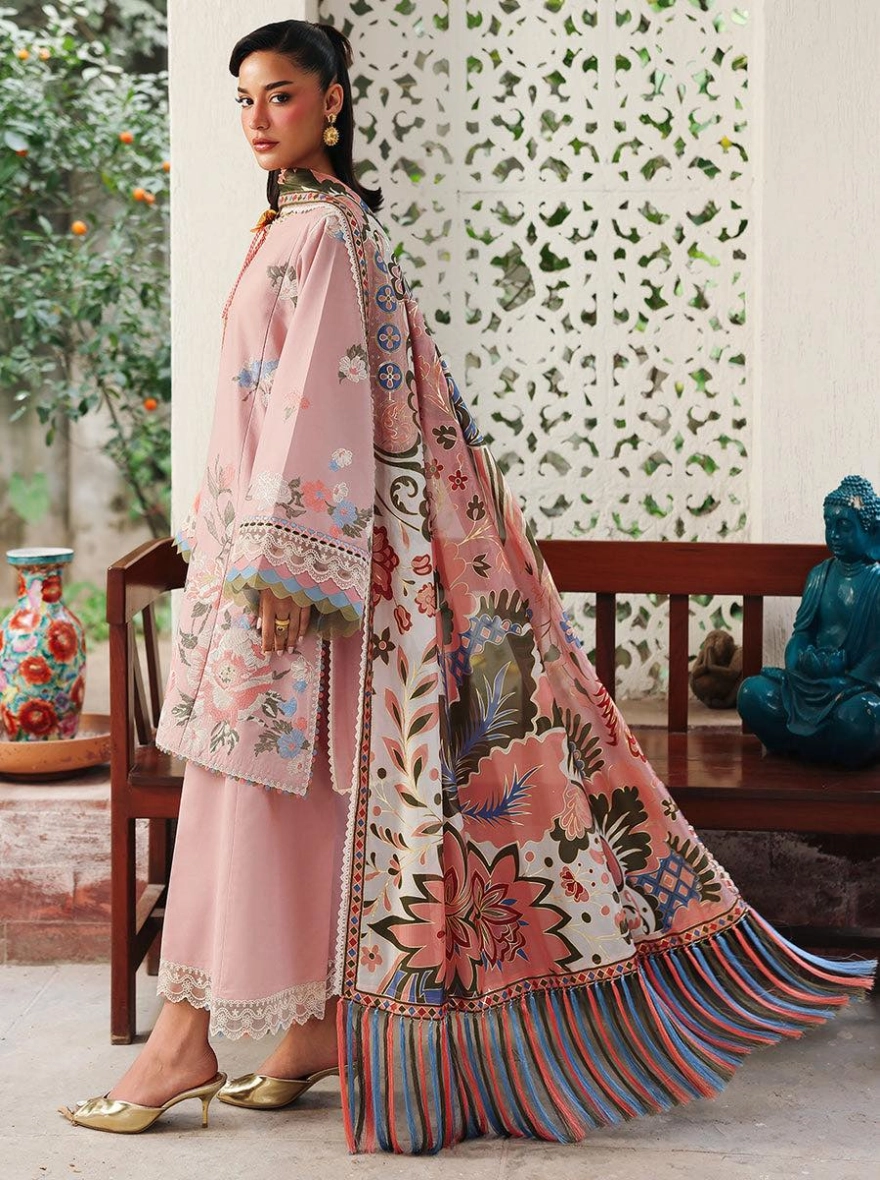 Blush Peony Embroidered 3-Piece Lawn Suit