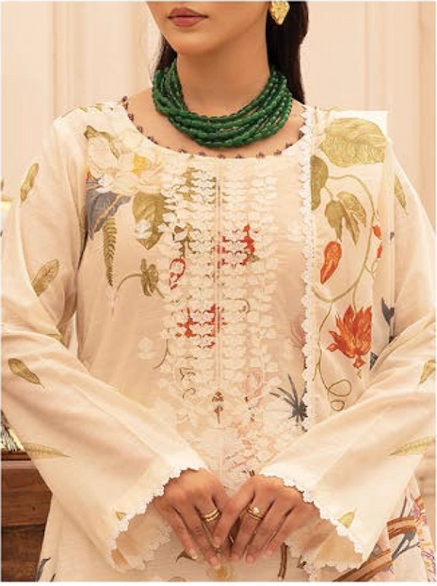 Ivory Botanica Embroidered 3-Piece Lawn Suit