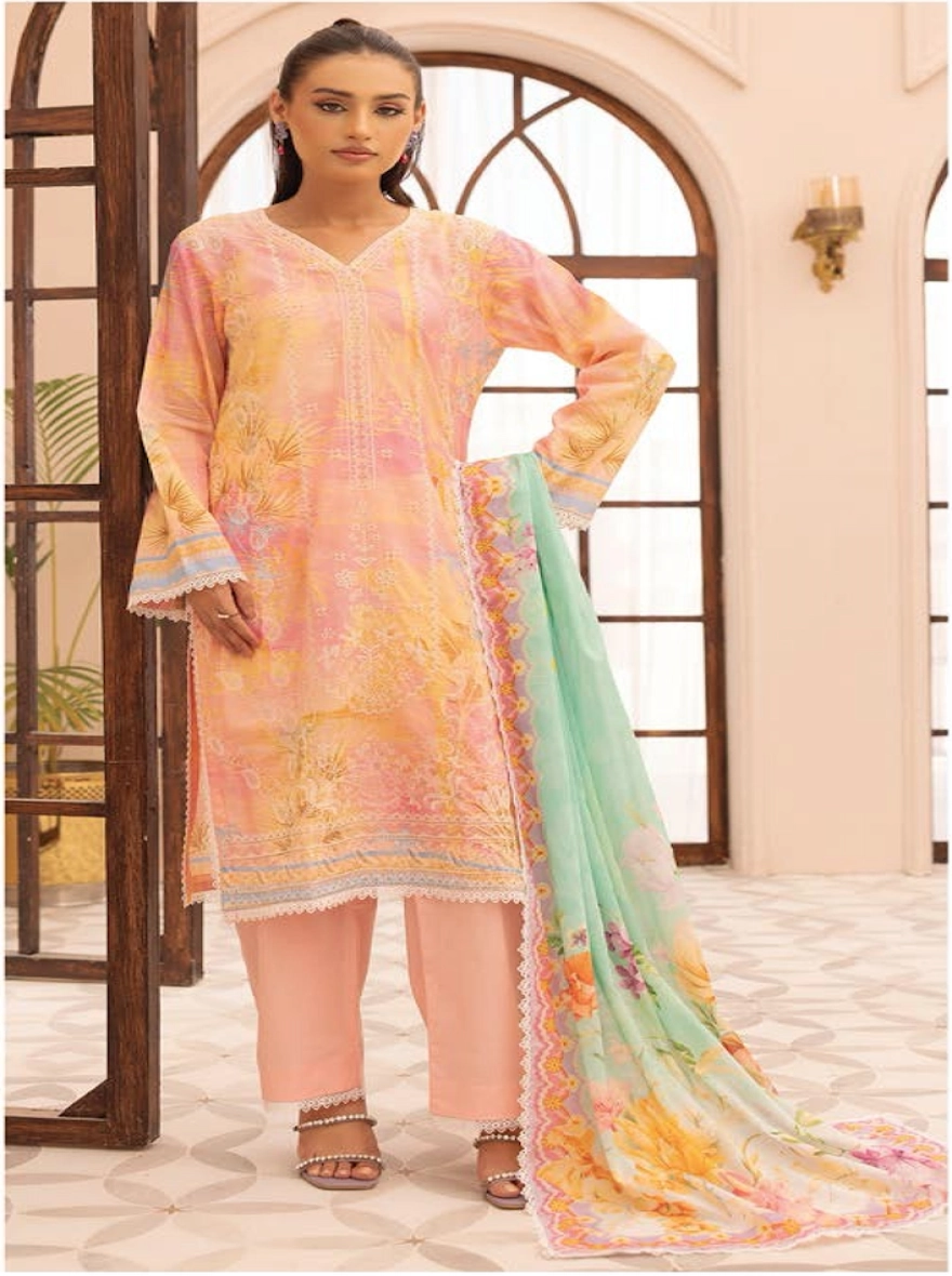 Sunset Haze Embroidered 3-Piece Lawn Suit