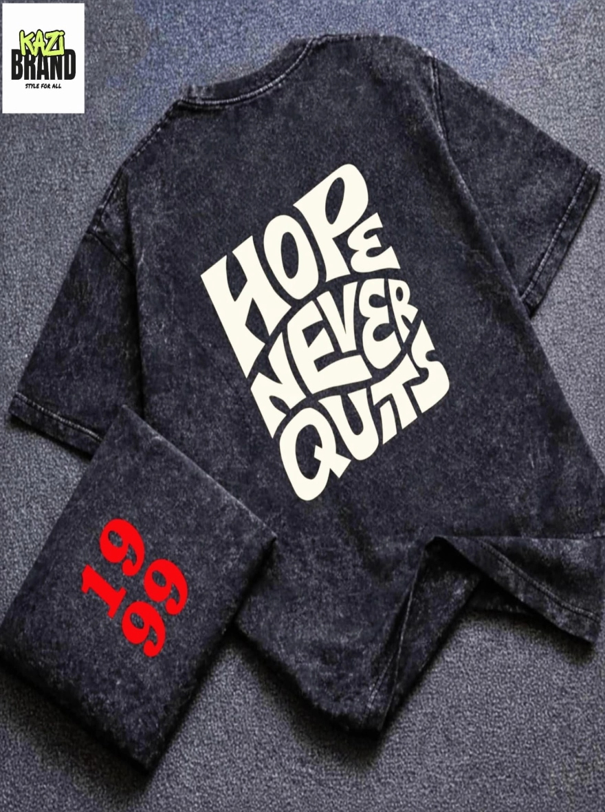 HOPE NEVER QUITS 1999" Acid Wash Premium Drop Shoulder T-Shirt