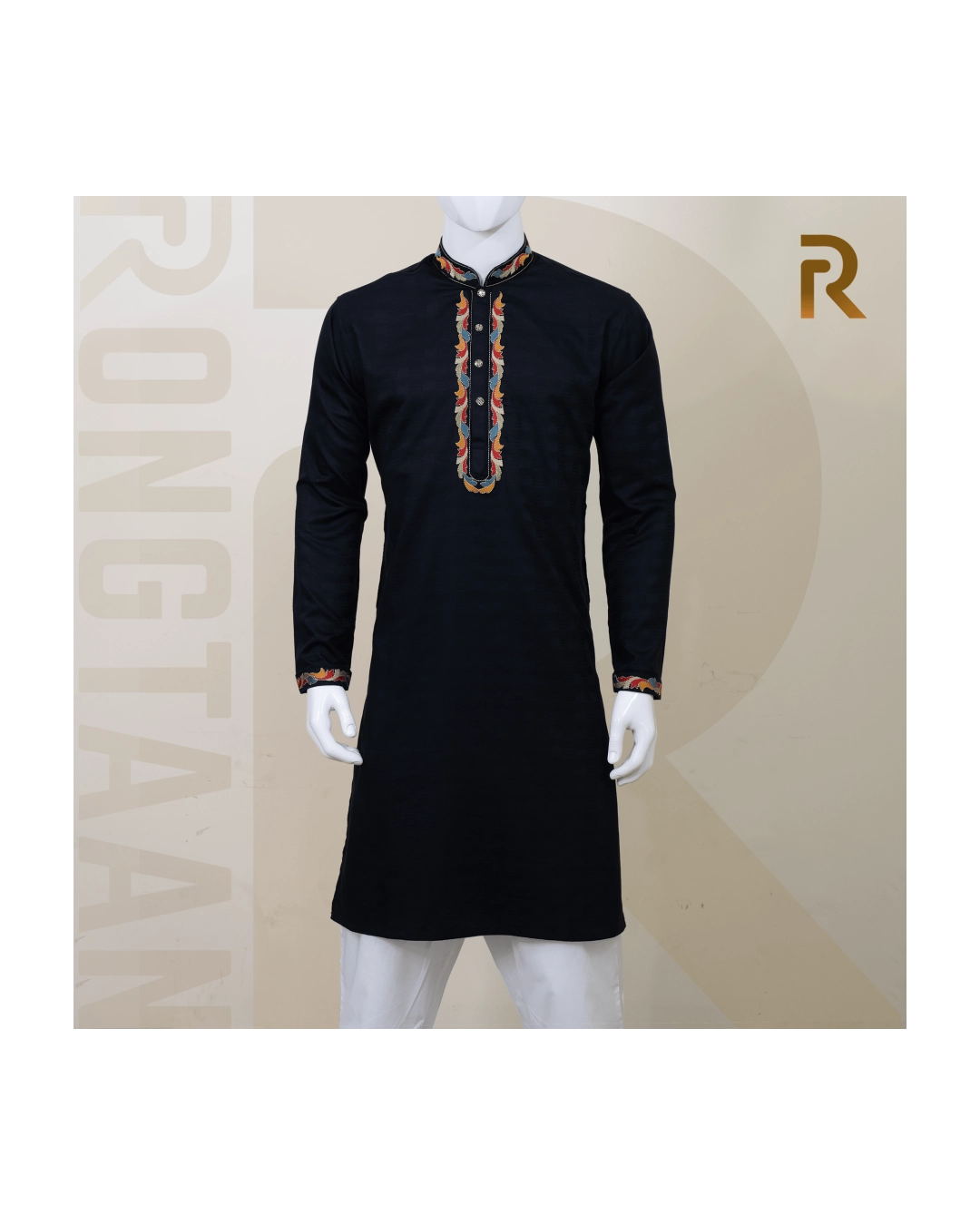 Onyx Elegance Embroidered Jacquard Panjabi