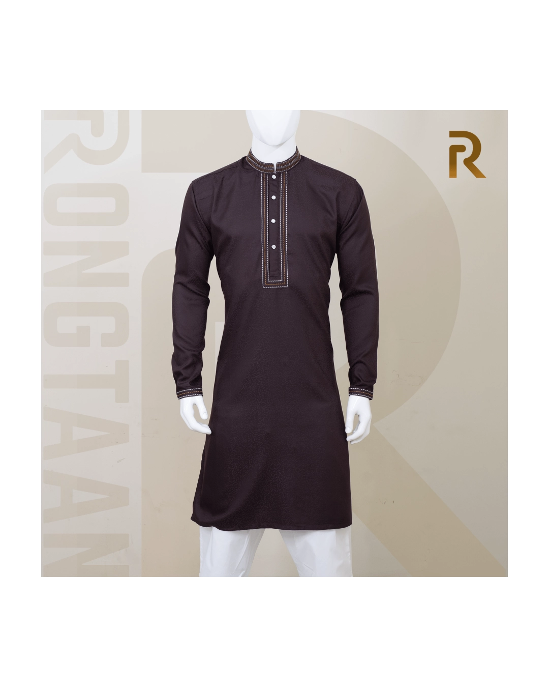 Cocoa Majesty Embroidered Jacquard Panjabi