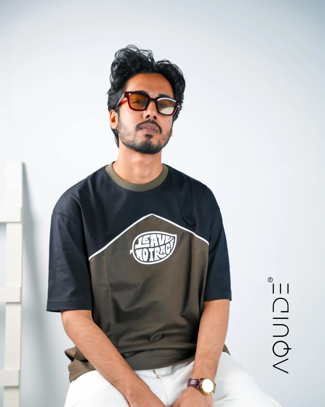 AQUIDE "Leave No Trace" Two-Tone Drop Shoulder Tee