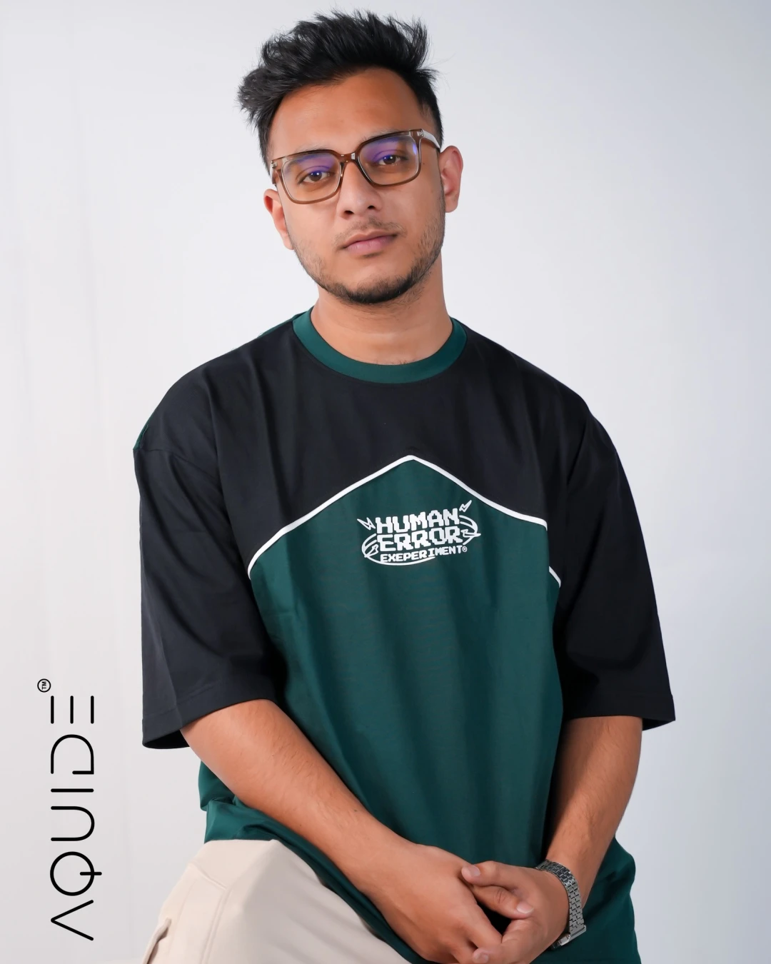 AQUIDE "Human Error Experiment" Dual-Tone Drop Shoulder Tee