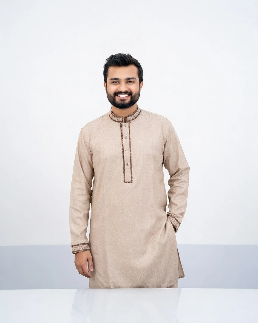 Premium Soft Ivory Cotton Punjabi