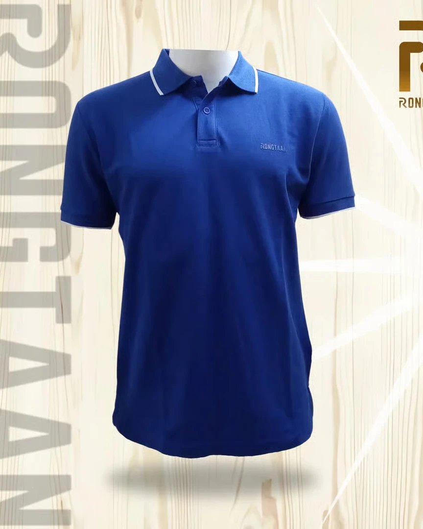 Royal Blue Double pique Screen print 100% Cotton Men’s Knit Polo-shirt