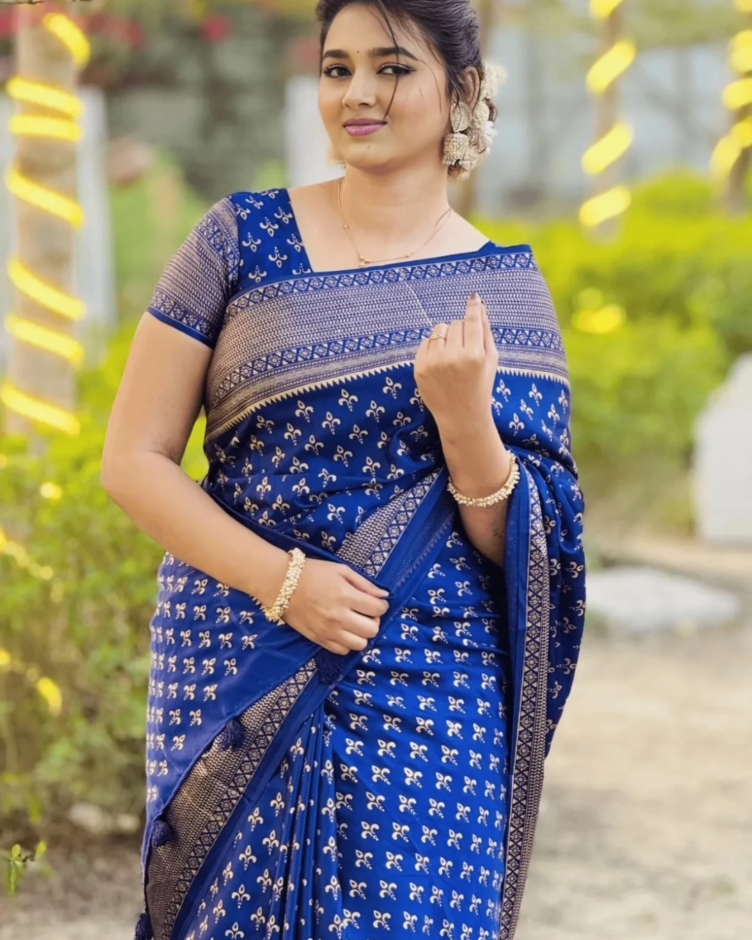 Midnight Blue Serenity Japanese Soft Silk Saree