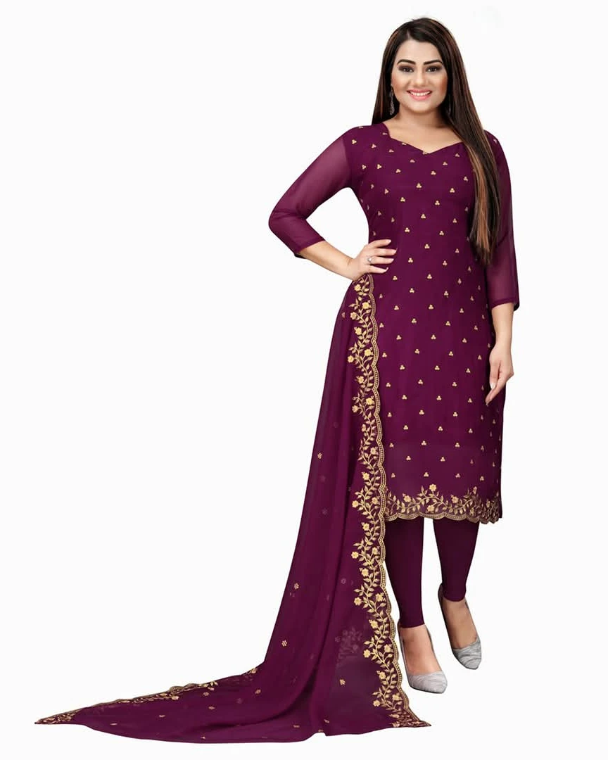 Midnight Premium Embroidered Georgette 4-Piece Set