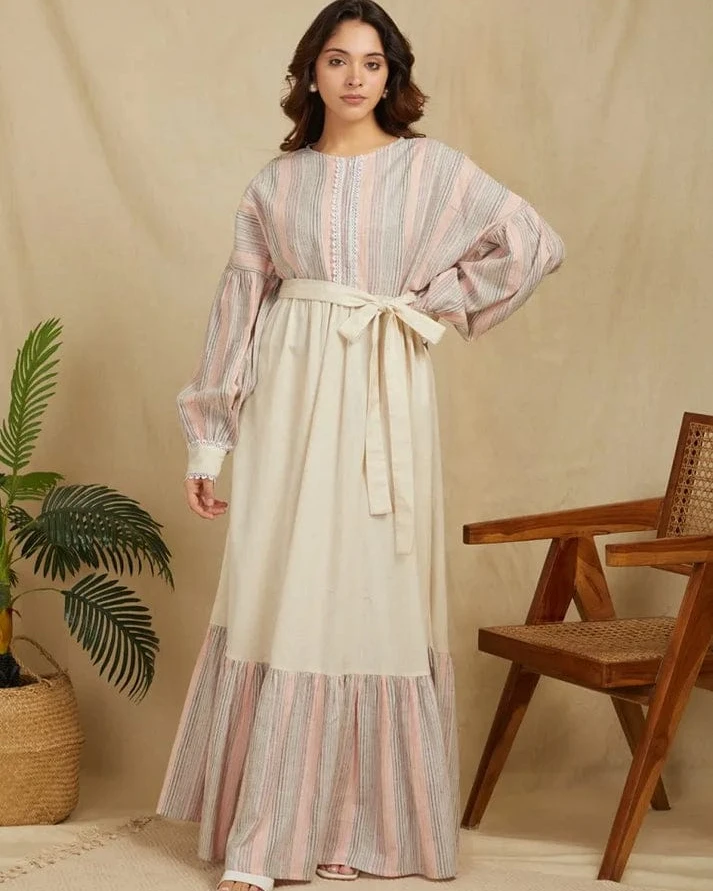 Serene Horizon Striped Maxi Dress