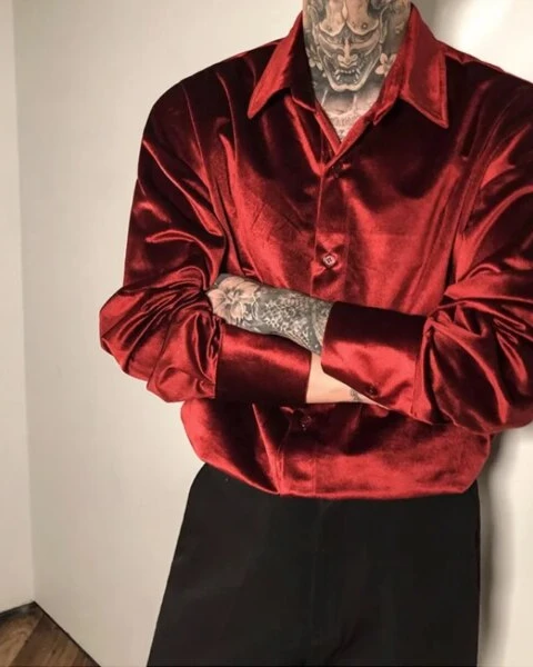 Premium Men’s Velvet Satin Shirt