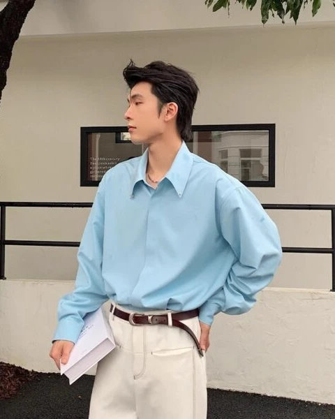 Premium Vintage Turn-Down Collar Solid Shirt