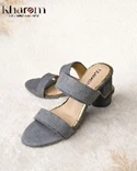 Slate Mist Suede Double-Strap Block Heels