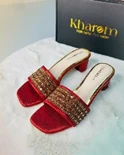 Kharom Royal Velvet Pearl-Adorned Heels