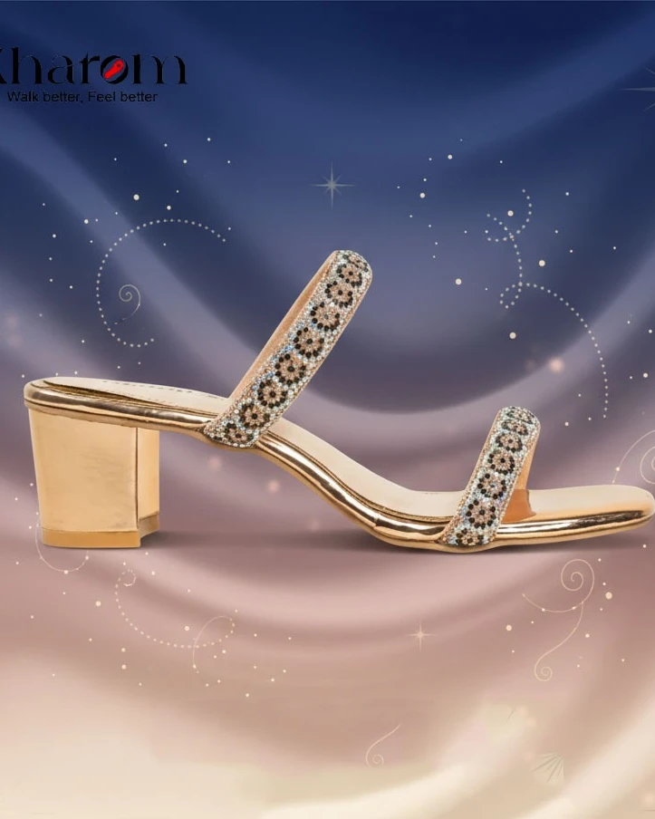 Gilded Aura Crystal Block Heels