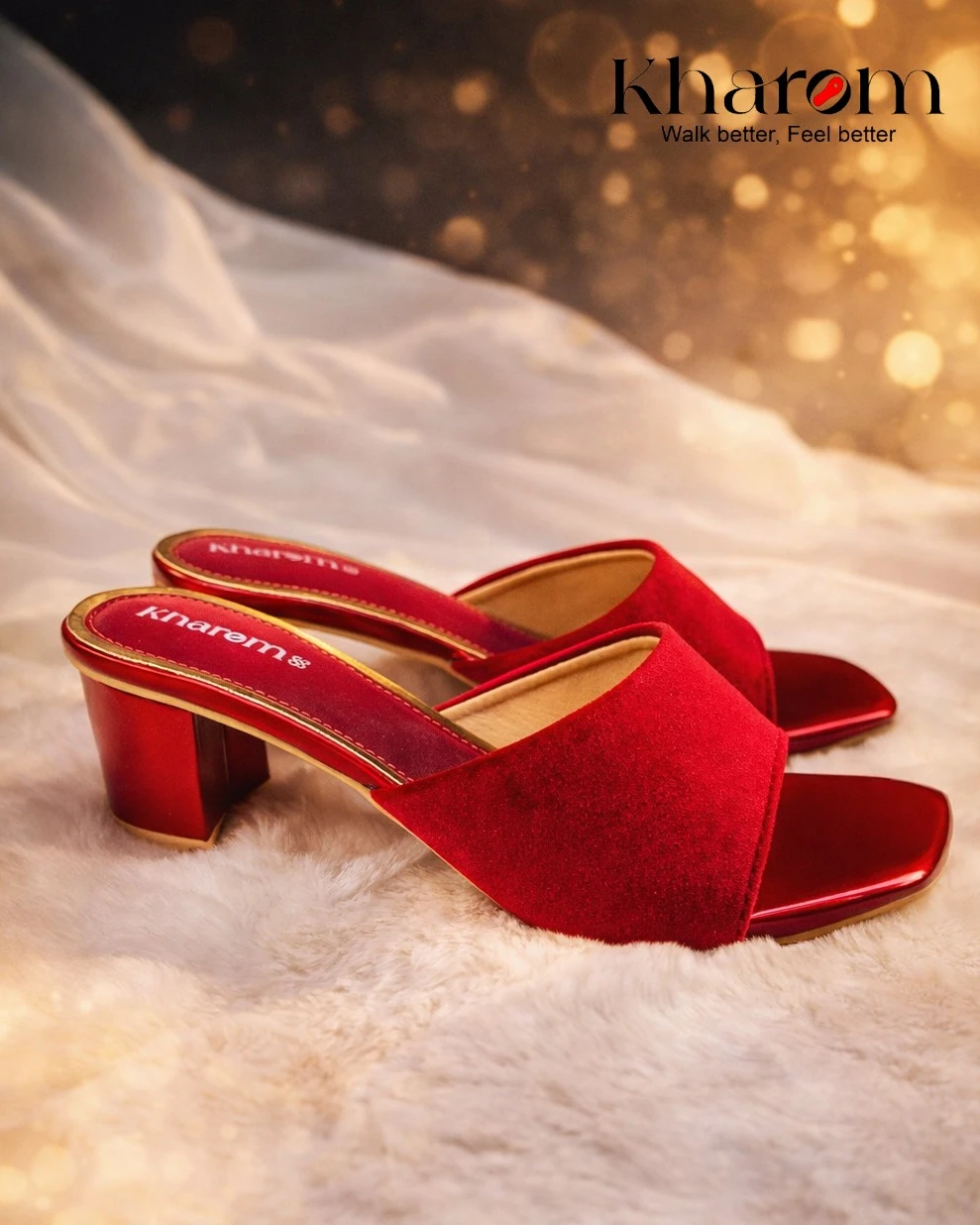 Crimson Vibe Korean Suede Block Heels