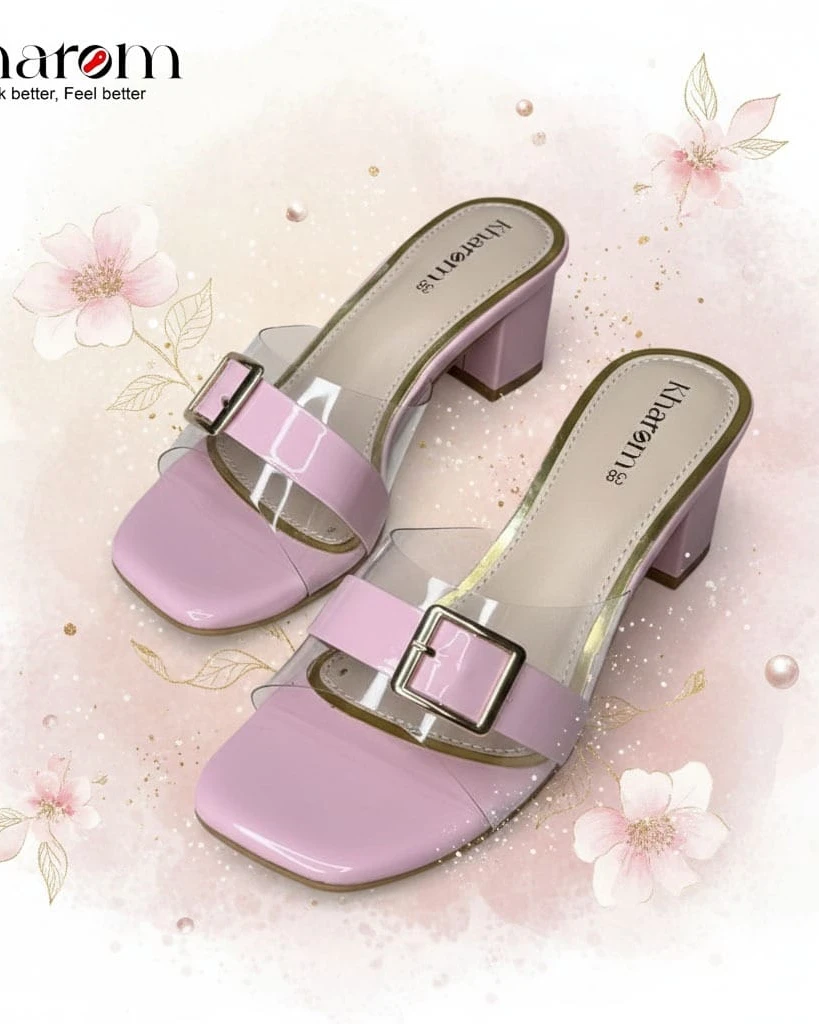 Bella Rosé Square-Toe Buckle Mules