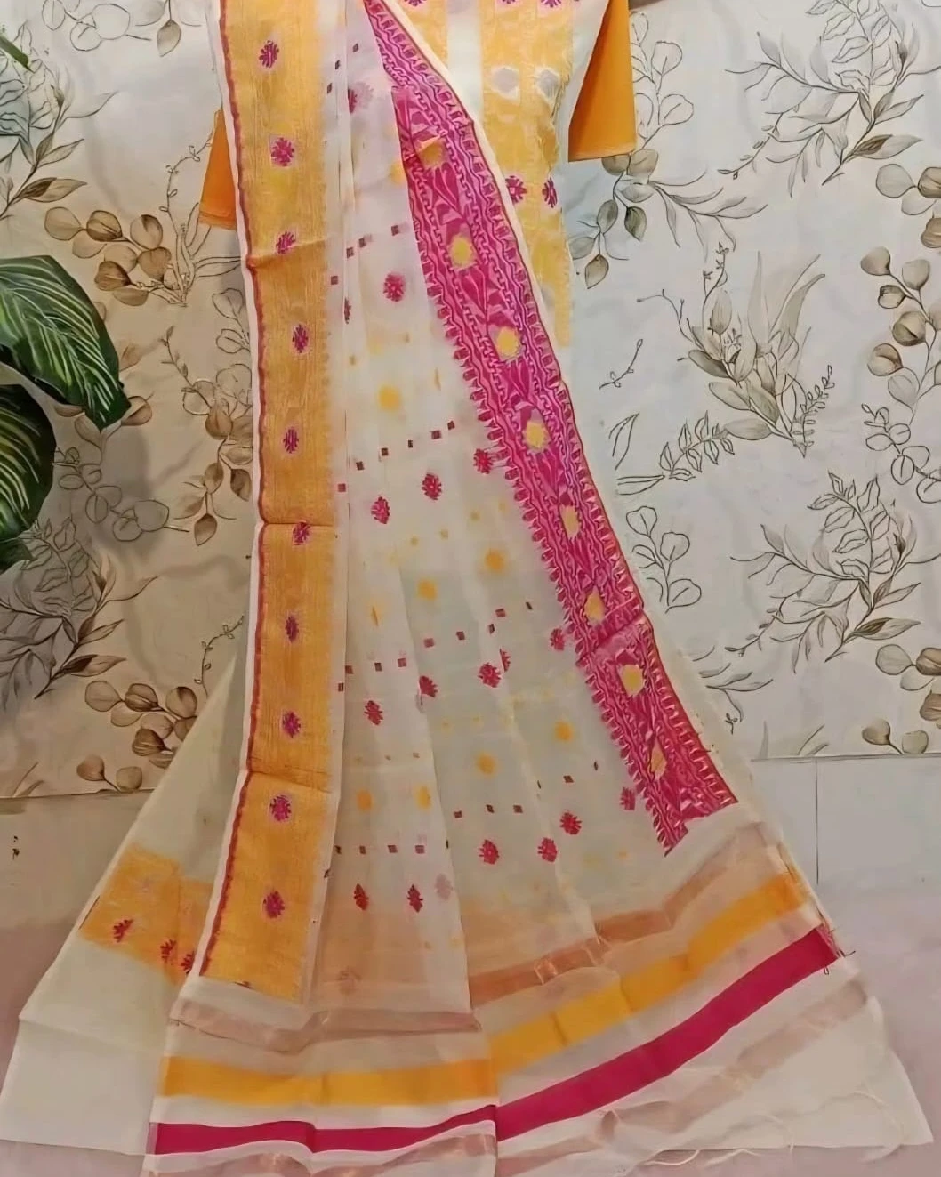 Crimson Petal Tangail Tencel Jamdani