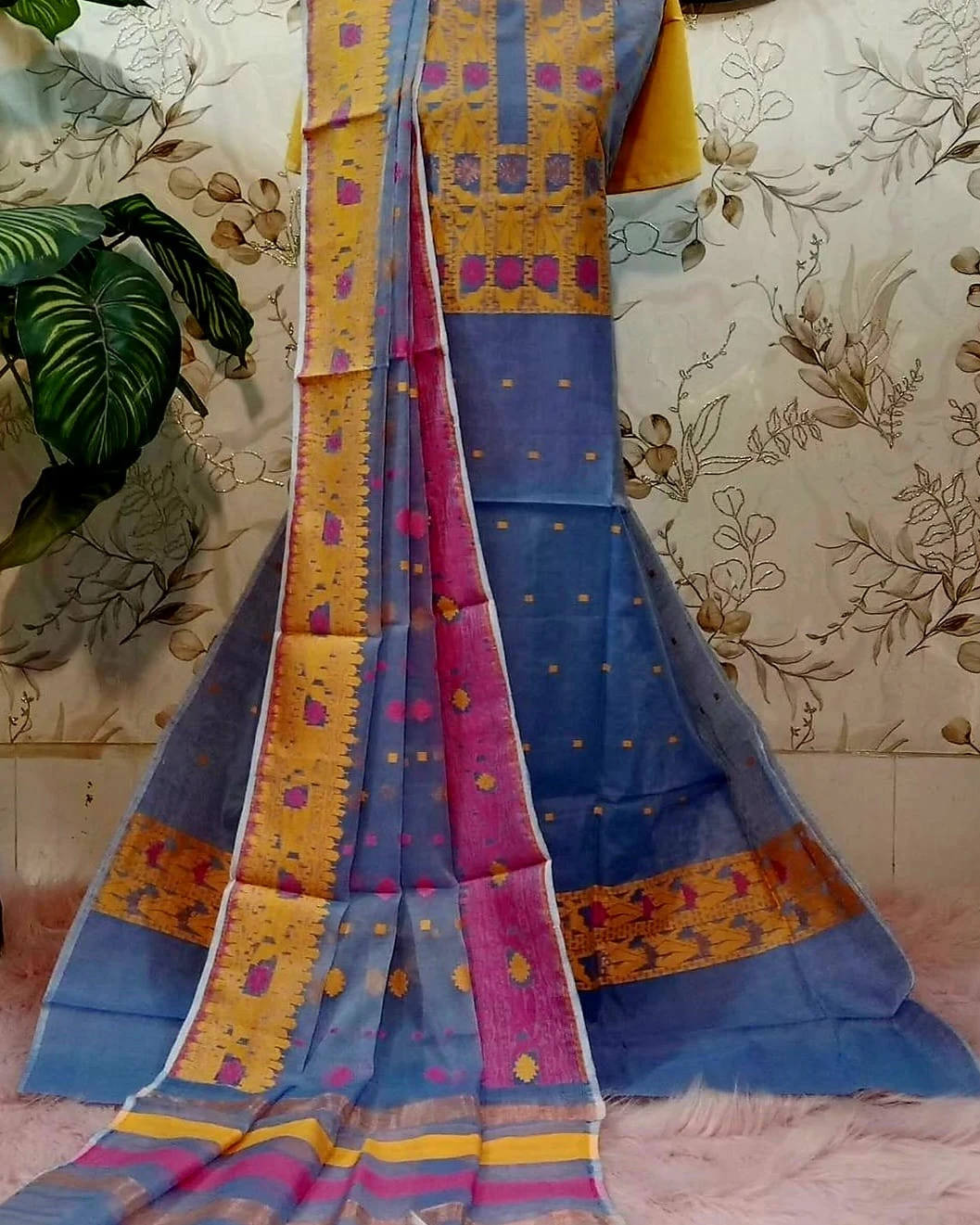 Indigo Zest Tangail Tencel Jamdani