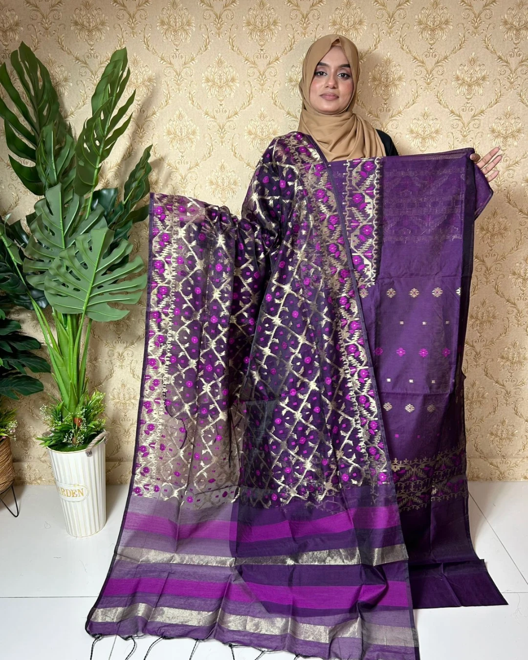 Royal Amethyst Tangail Tencel Jamdani