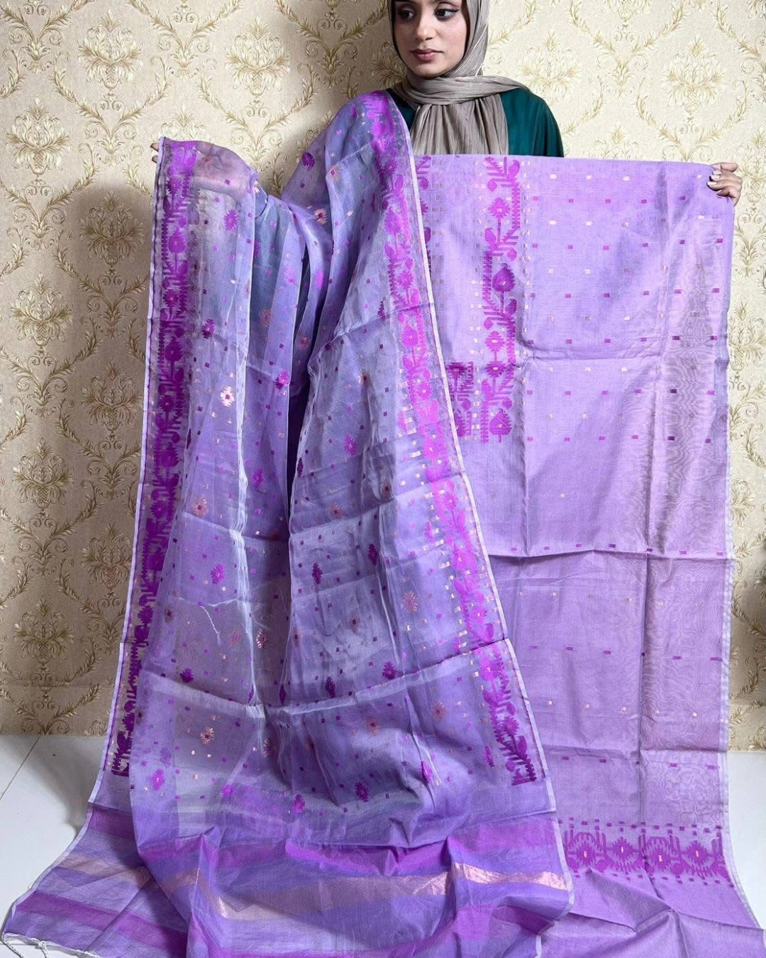 Lavender Tangail Tencel Jamdani