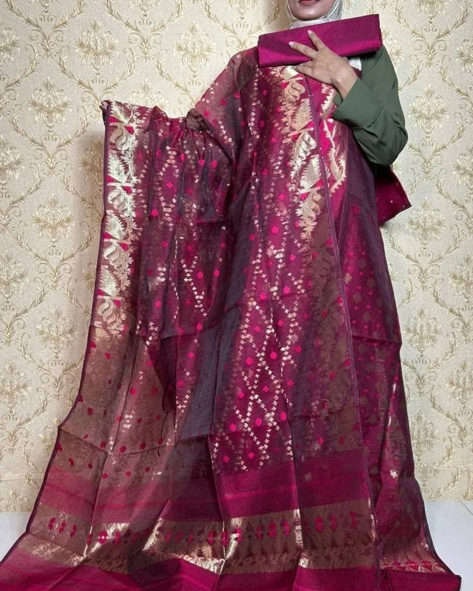 Lemon Zest Tangail Tencel Jamdani