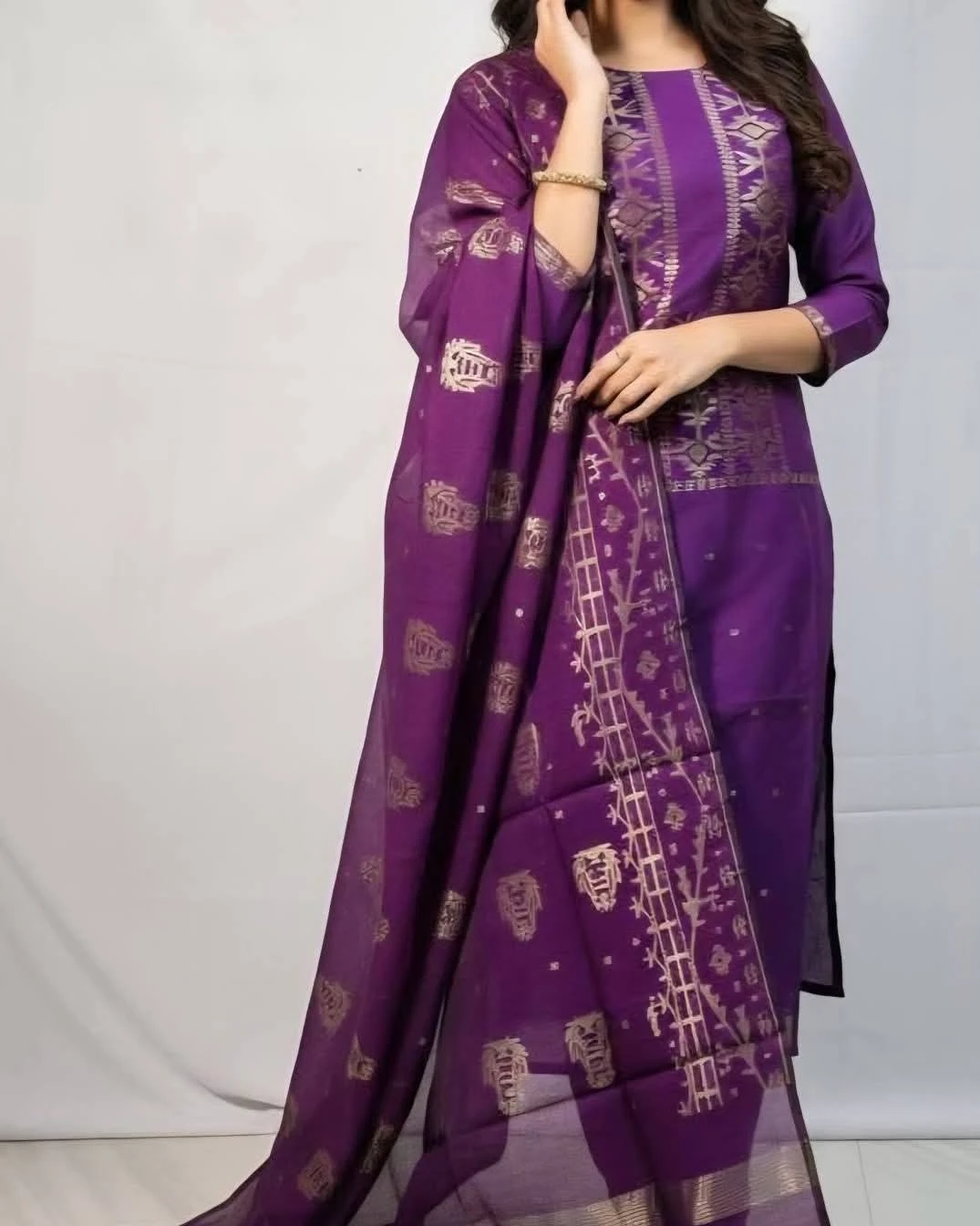 Imperial Plum Tangail Tencel Jamdani
