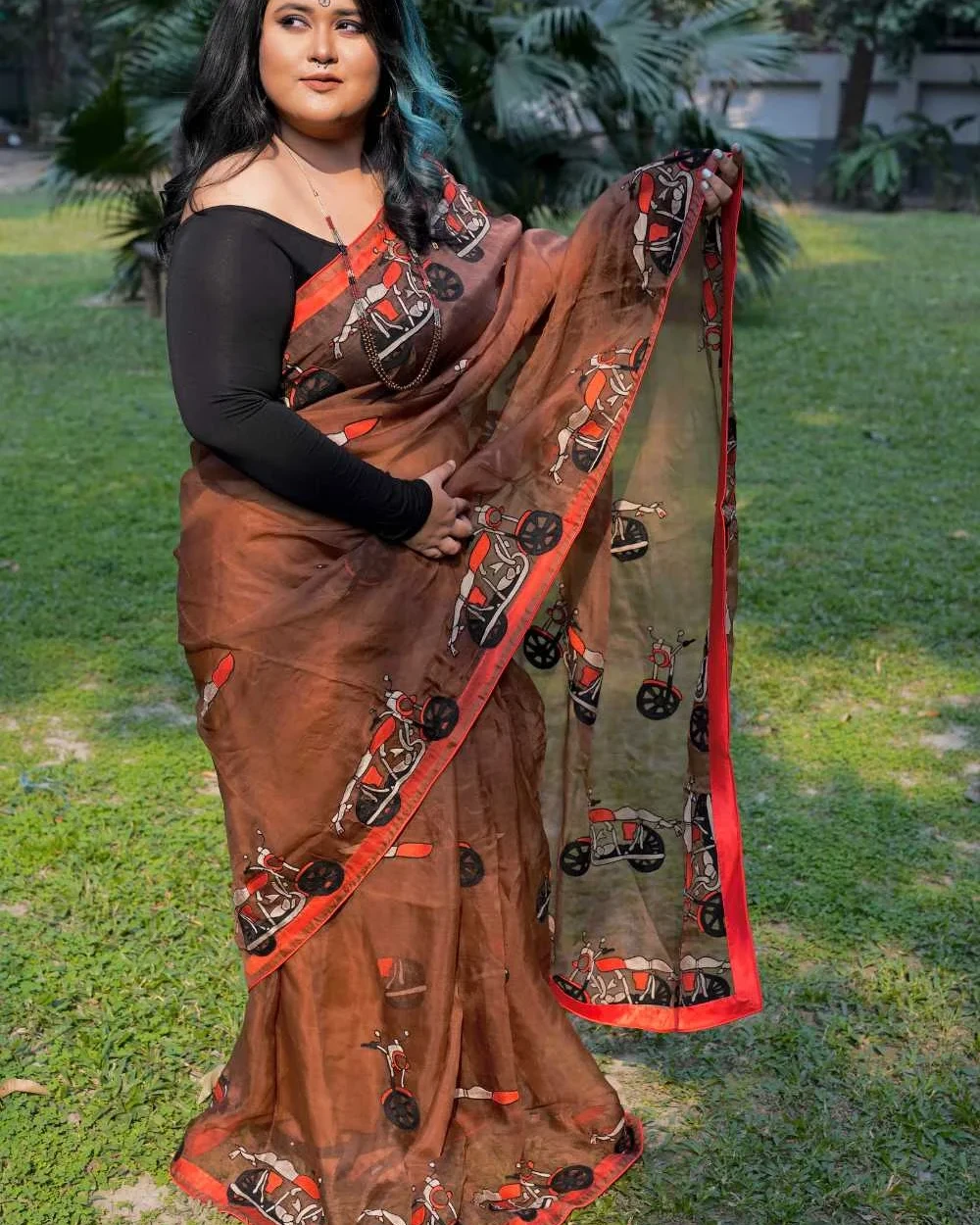 Cruiser Bike Muslin Saree