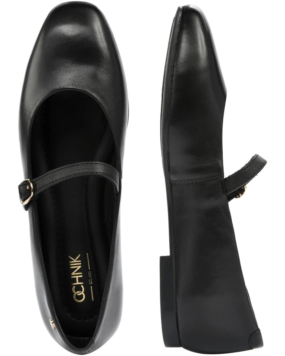 Eloise Buckle-Strap Leather Ballerinas