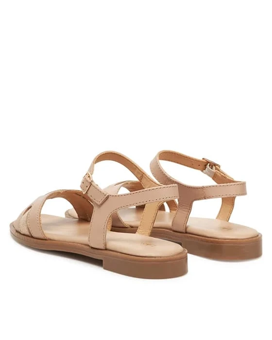 Sienna Nude Leather Cross-Strap Sandals