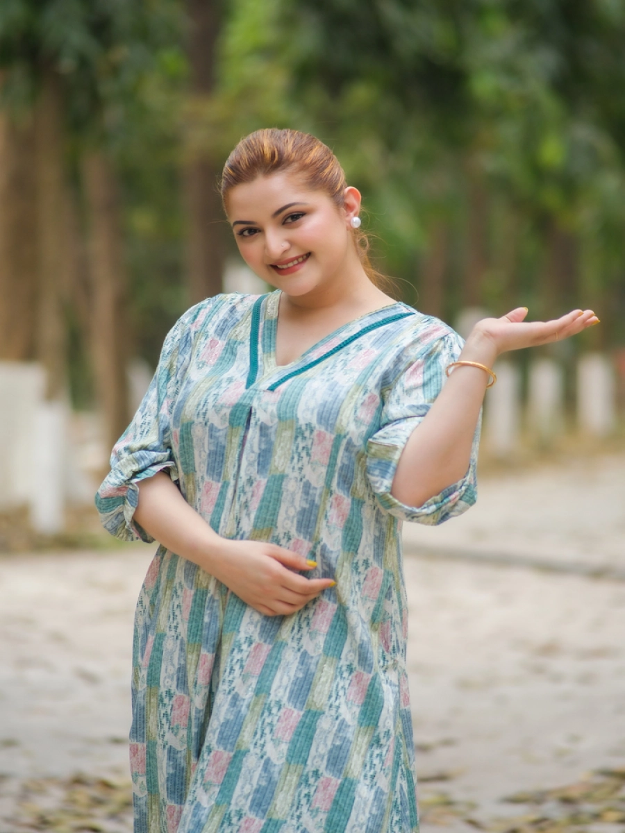 Mint Breeze Printed Cotton Kurta Set