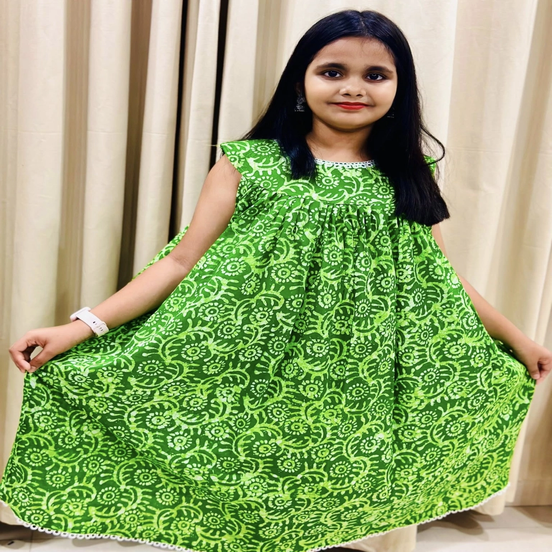 Multi-Color Tie-Dye Sleeveless Kids' Frock