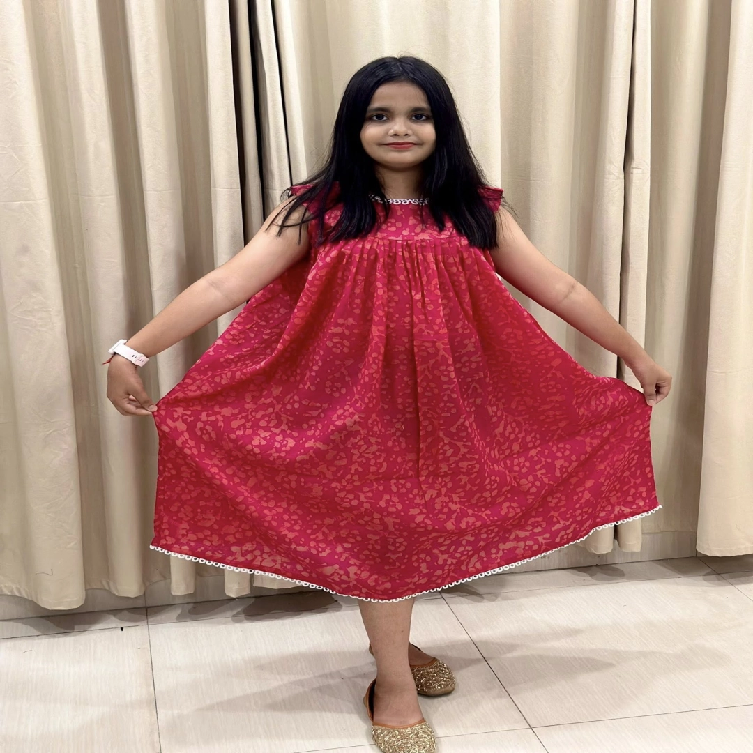 Multi-Color Tie-Dye Sleeveless Kids' Frock