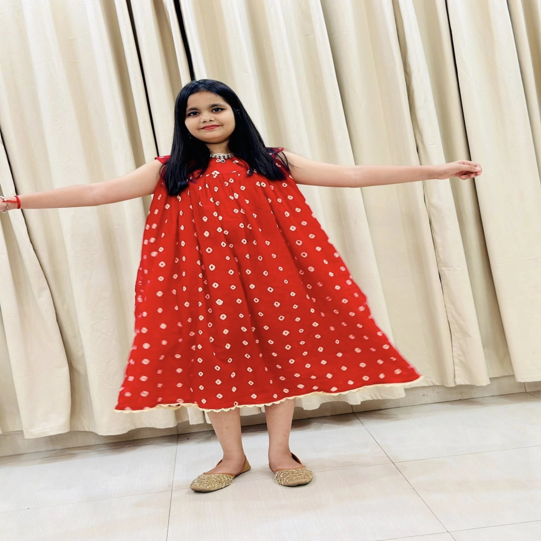 Multi-Color Tie-Dye Sleeveless Kids' Frock