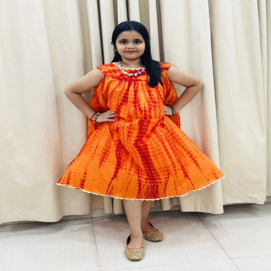 Multi-Color Tie-Dye Sleeveless Kids' Frock