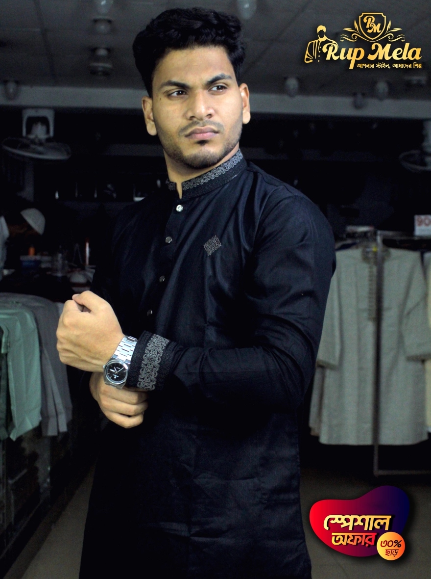 Cuf Haned Plane Cotton Panjabi