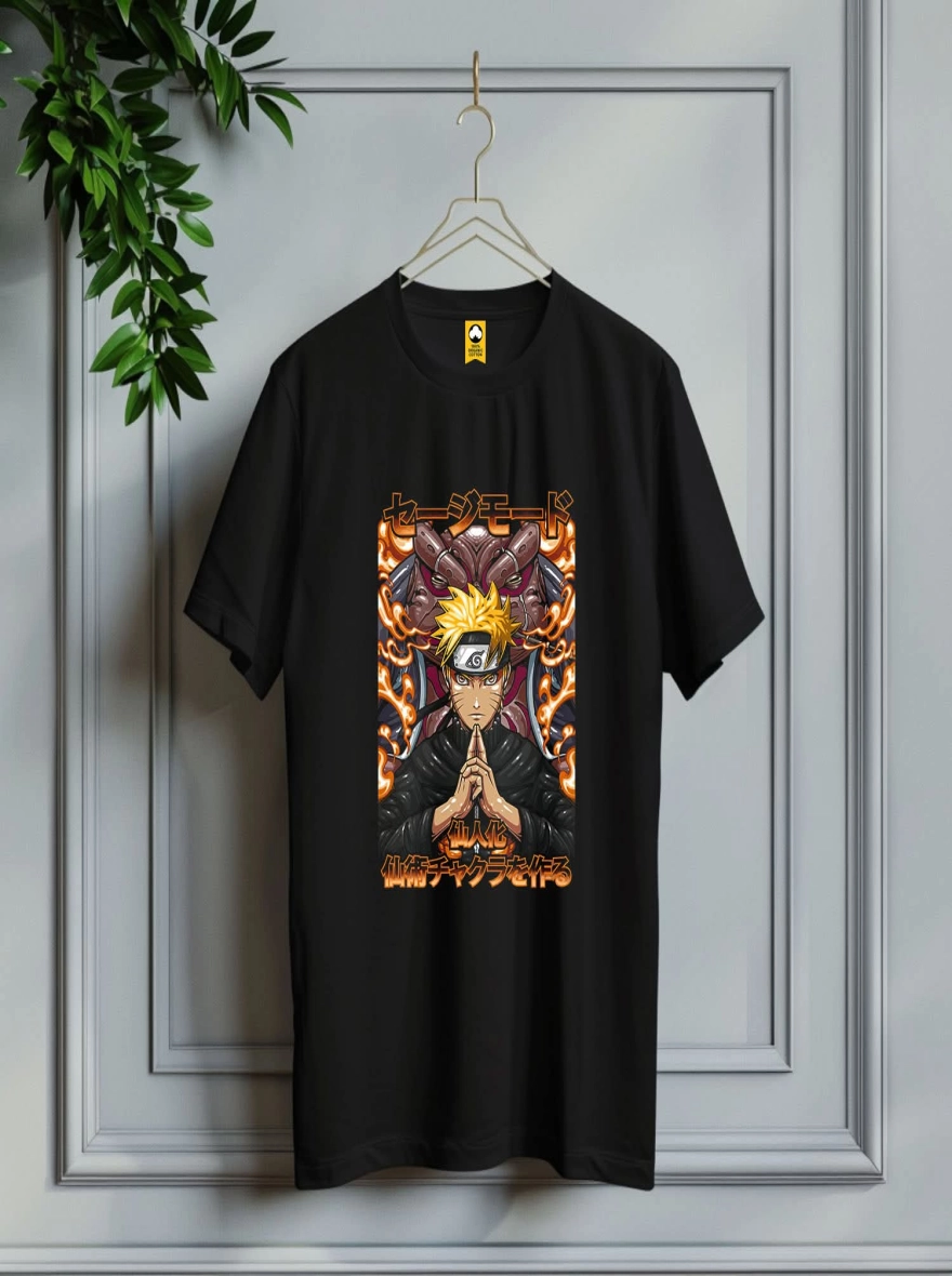Naruto Uzumaki - Fiery Sage Mode Black T-Shirt