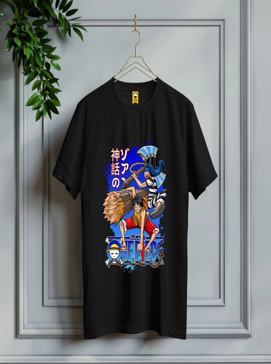 Graphic on a sleek black t-shirt