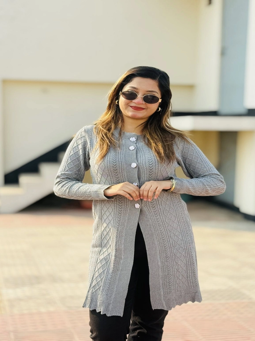 The Elegant Diamond-Texture Longline Cardigan