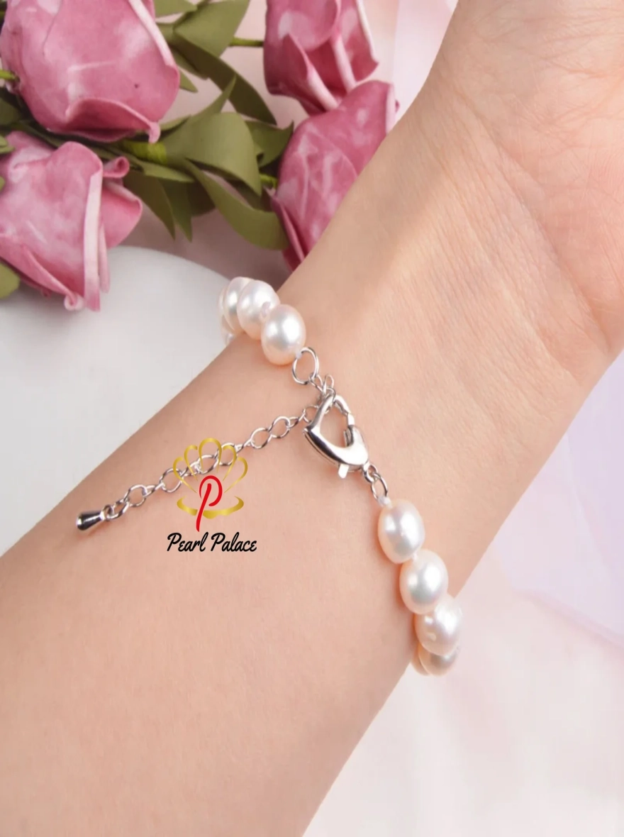 Genuine Natural Freshwater Pearl Bracelets Bangles for Women with Classic Fashion White Pearl Jewelry