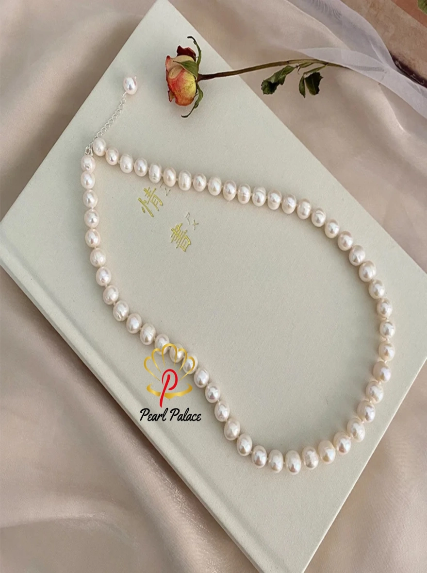 Natural Freshwater Pearl Jewelry Set 925 Sterling Silver Necklace Bracelet for Women