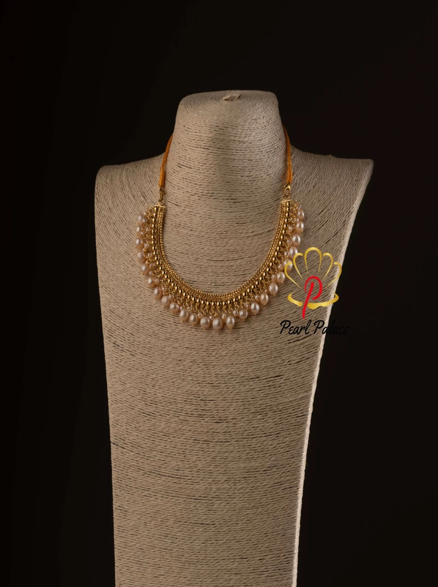 18K Gold Plated with Pink Pearl Bridal Necklace