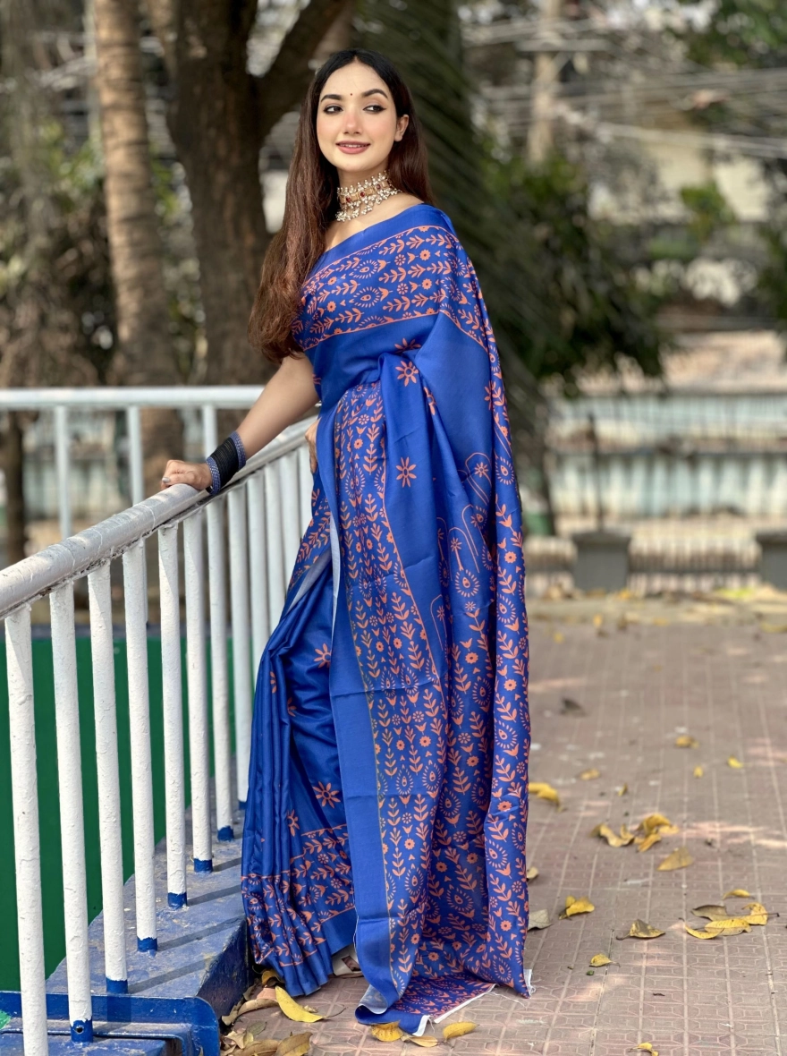 Neel Aparajita Digital Print – Premium Soft Silk Sharee