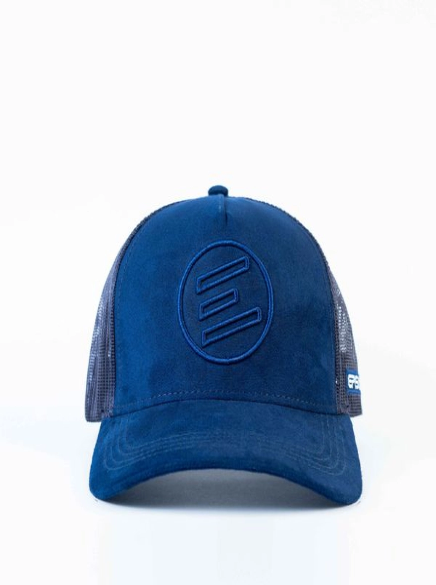 Iconic Navy Blue Suede Trucker Cap