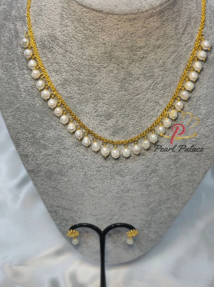 Golden Dew – Freshwater Drop Pearl Necklace Set